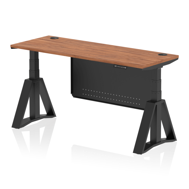 Air Height Adjustable Slimline Desk With Cable Ports With Steel Modesty Panel With Piste Foot - Image 55