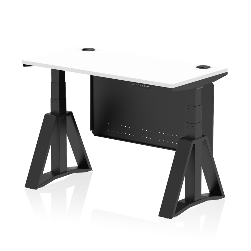 Air Height Adjustable Slimline Desk With Cable Ports With Steel Modesty Panel With Piste Foot - Image 57