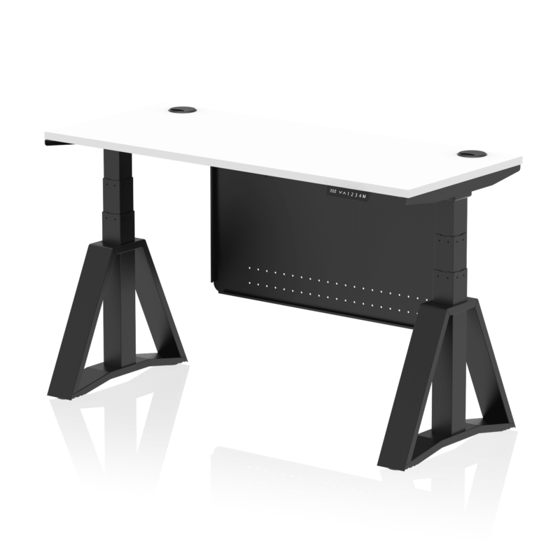 Air Height Adjustable Slimline Desk With Cable Ports With Steel Modesty Panel With Piste Foot - Image 58