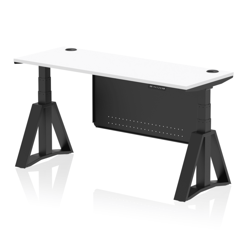 Air Height Adjustable Slimline Desk With Cable Ports With Steel Modesty Panel With Piste Foot - Image 59