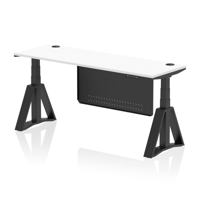 Air Height Adjustable Slimline Desk With Cable Ports With Steel Modesty Panel With Piste Foot - Image 60
