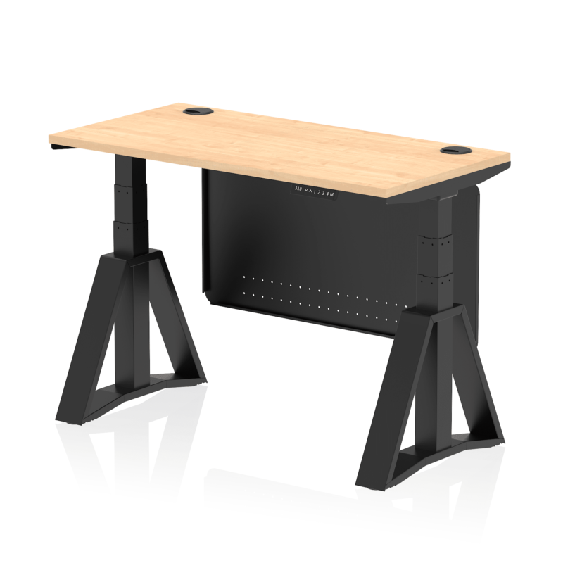 Air Height Adjustable Slimline Desk With Cable Ports With Steel Modesty Panel With Piste Foot - Image 61