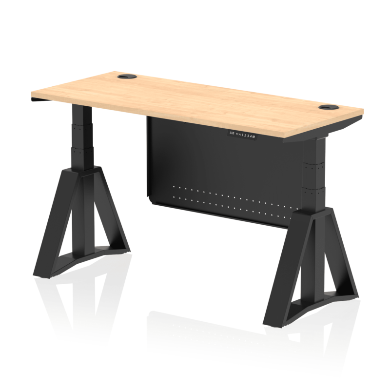 Air Height Adjustable Slimline Desk With Cable Ports With Steel Modesty Panel With Piste Foot - Image 62