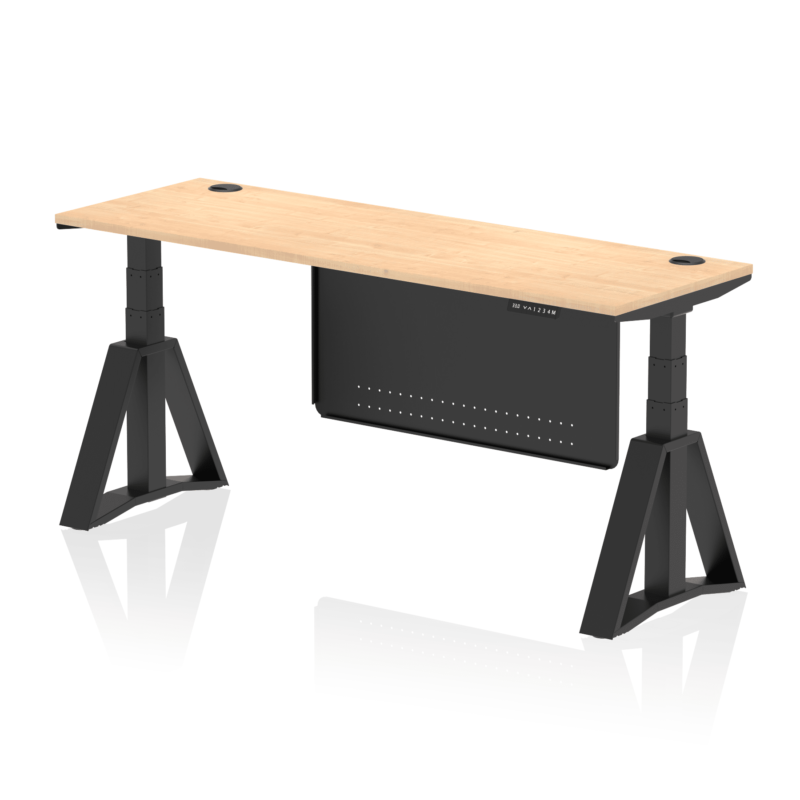 Air Height Adjustable Slimline Desk With Cable Ports With Steel Modesty Panel With Piste Foot - Image 64