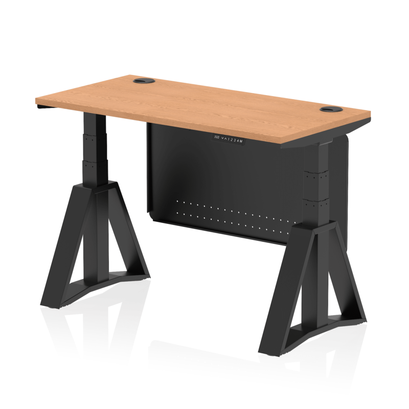 Air Height Adjustable Slimline Desk With Cable Ports With Steel Modesty Panel With Piste Foot - Image 65