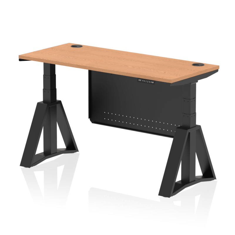 Air Height Adjustable Slimline Desk With Cable Ports With Steel Modesty Panel With Piste Foot - Image 66