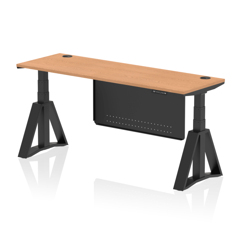 Air Height Adjustable Slimline Desk With Cable Ports With Steel Modesty Panel With Piste Foot - Image 68