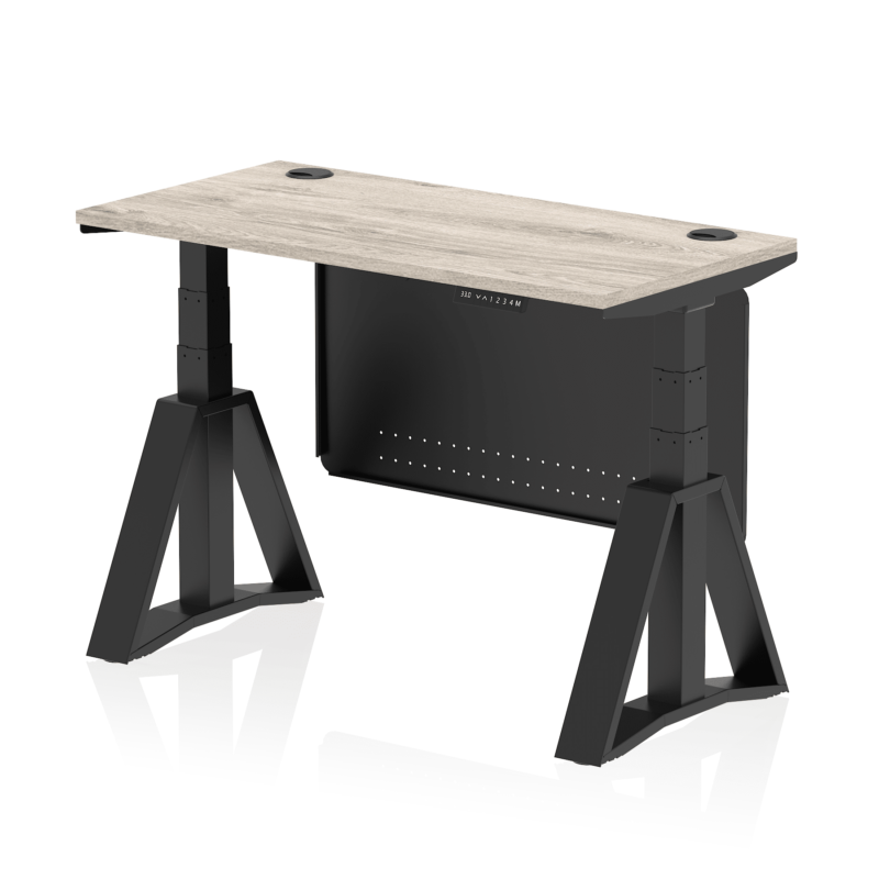 Air Height Adjustable Slimline Desk With Cable Ports With Steel Modesty Panel With Piste Foot - Image 69