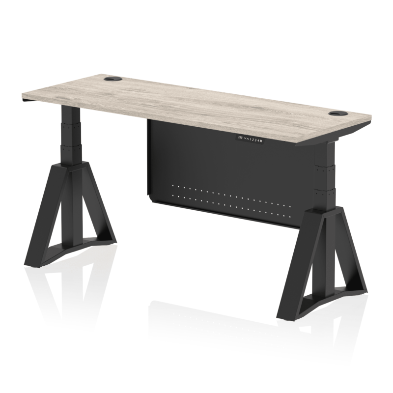 Air Height Adjustable Slimline Desk With Cable Ports With Steel Modesty Panel With Piste Foot - Image 71