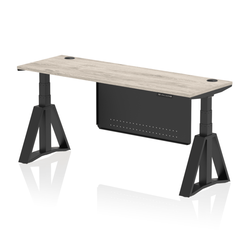 Air Height Adjustable Slimline Desk With Cable Ports With Steel Modesty Panel With Piste Foot - Image 72