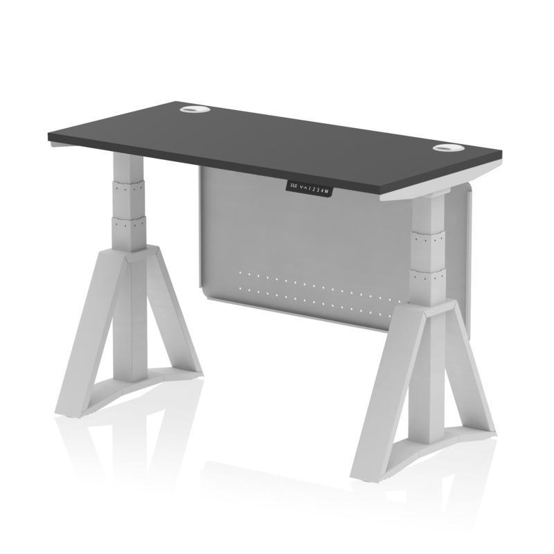 Air Height Adjustable Slimline Desk With Cable Ports With Steel Modesty Panel With Piste Foot - Image 74