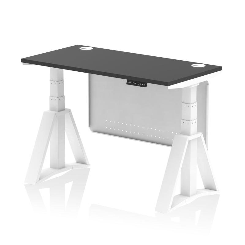 Air Height Adjustable Slimline Desk With Cable Ports With Steel Modesty Panel With Piste Foot - Image 75