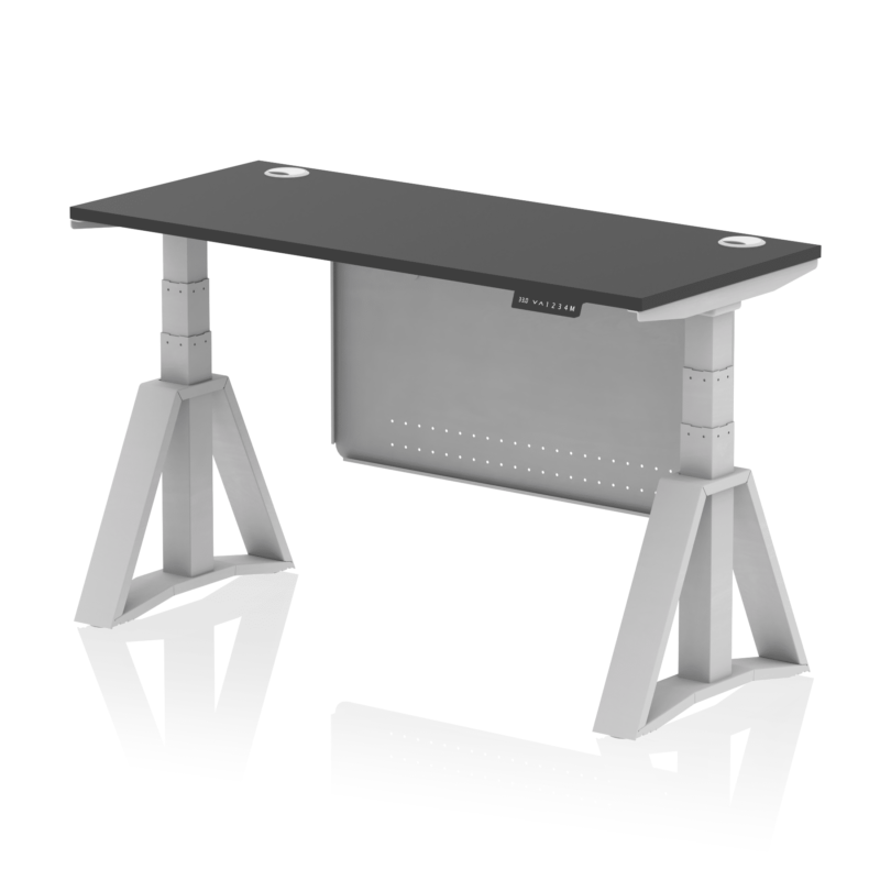 Air Height Adjustable Slimline Desk With Cable Ports With Steel Modesty Panel With Piste Foot - Image 77