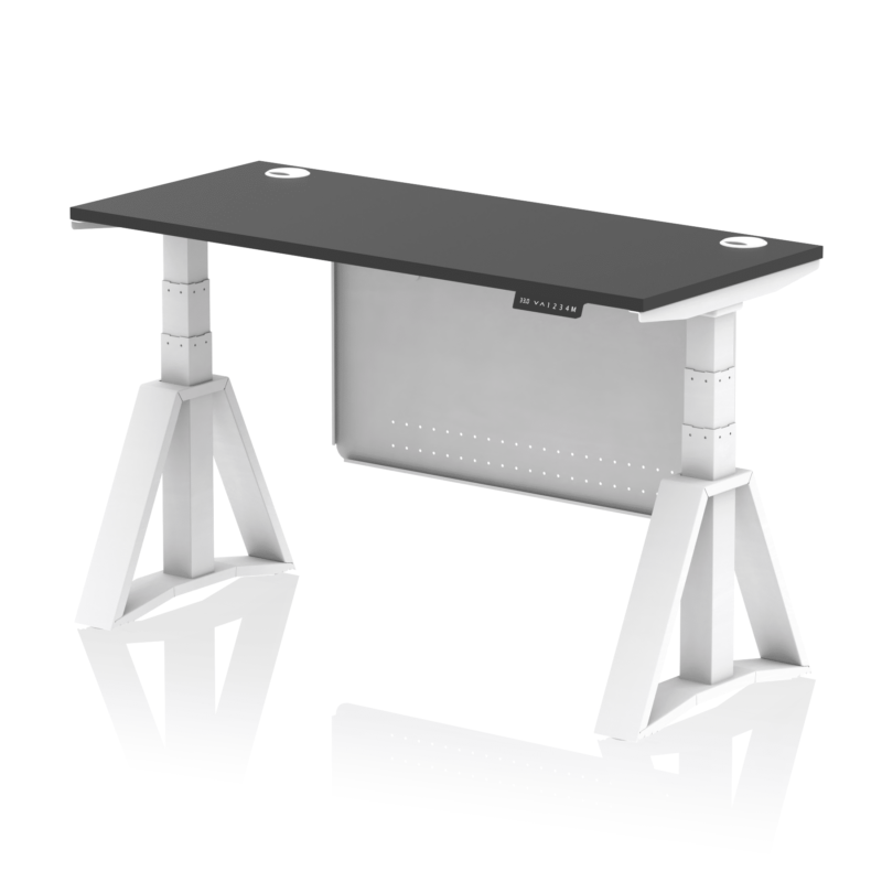Air Height Adjustable Slimline Desk With Cable Ports With Steel Modesty Panel With Piste Foot - Image 78