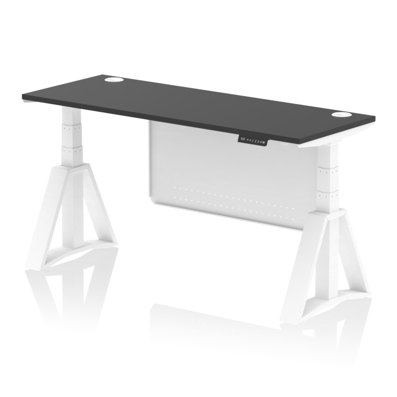 Air Height Adjustable Slimline Desk With Cable Ports With Steel Modesty Panel With Piste Foot - Image 81