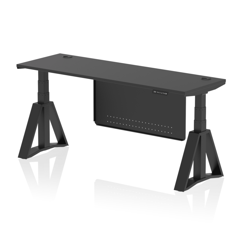 Air Height Adjustable Slimline Desk With Cable Ports With Steel Modesty Panel With Piste Foot - Image 82