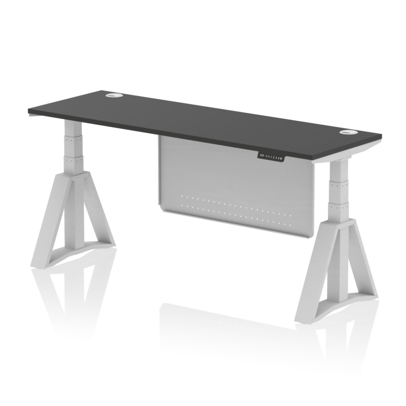 Air Height Adjustable Slimline Desk With Cable Ports With Steel Modesty Panel With Piste Foot - Image 83