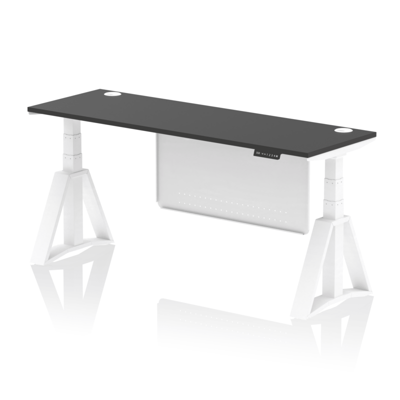 Air Height Adjustable Slimline Desk With Cable Ports With Steel Modesty Panel With Piste Foot - Image 84