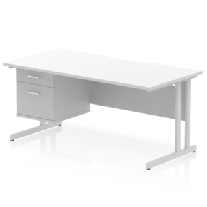 Impulse Scalloped Edge 1600mm Cantilever Straight Desk With Single Fixed Pedestal - Image 19