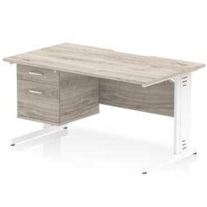 Impulse Scalloped Edge 1400mm Cable Managed Straight Desk With Single Fixed Pedestal - Image 8