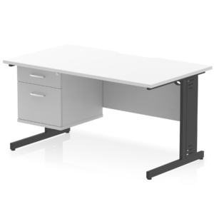 Impulse Scalloped Edge 1400mm Cable Managed Straight Desk With Single Fixed Pedestal - Image 18