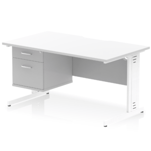 Impulse Scalloped Edge 1400mm Cable Managed Straight Desk With Single Fixed Pedestal - Image 20