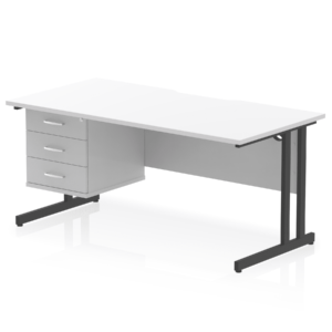 Impulse Scalloped Edge 1600mm Cantilever Straight Desk With Single Fixed Pedestal - Image 36