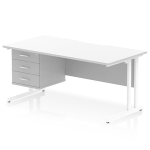 Impulse Scalloped Edge 1600mm Cantilever Straight Desk With Single Fixed Pedestal - Image 38