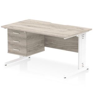 Impulse Scalloped Edge 1400mm Cable Managed Straight Desk With Single Fixed Pedestal - Image 26