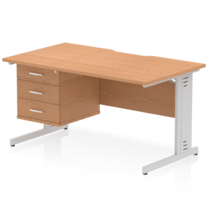 Impulse Scalloped Edge 1400mm Cable Managed Straight Desk With Single Fixed Pedestal - Image 31